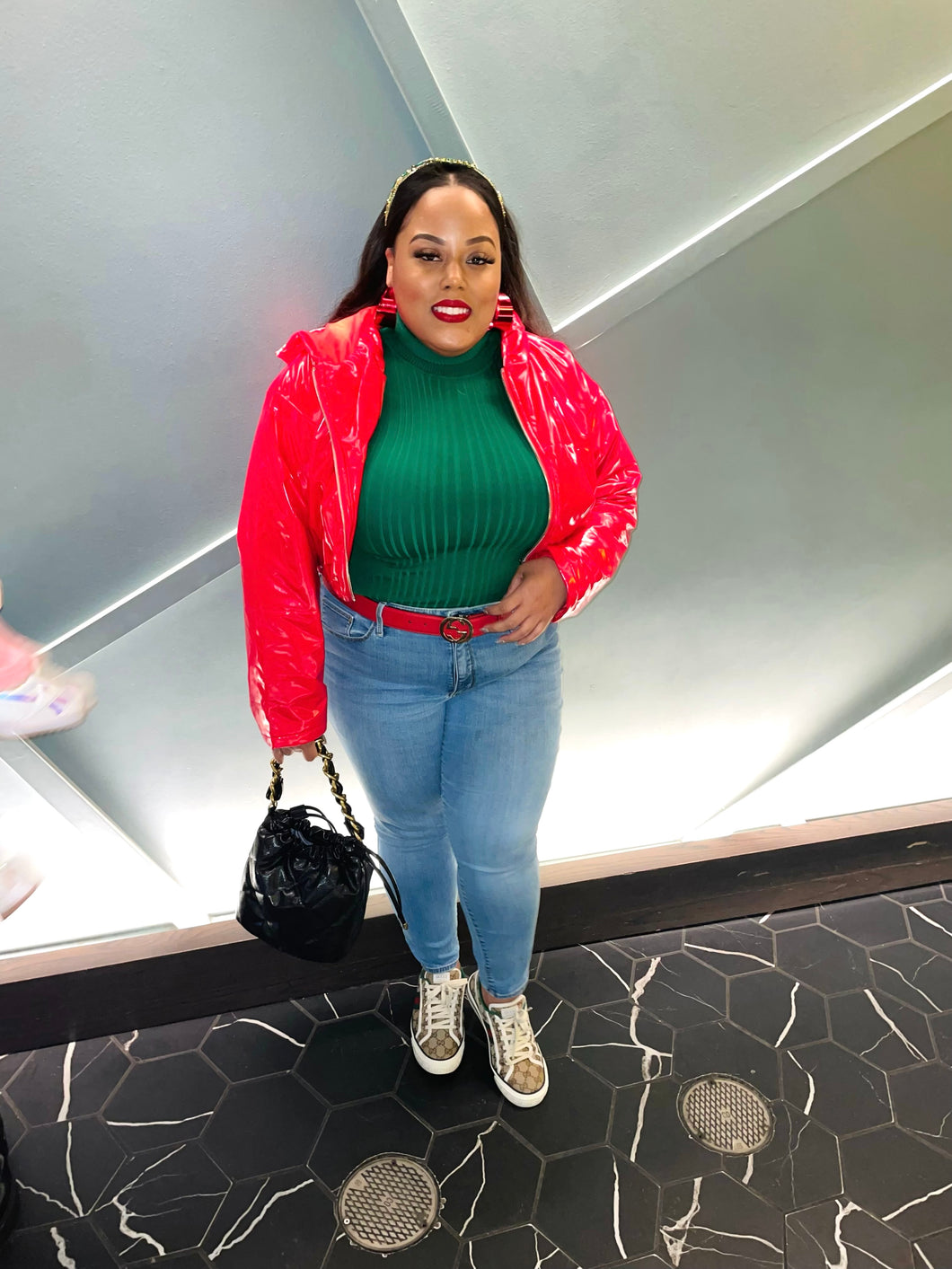 Red Crop Puffer Jacket