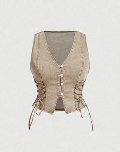 Button Up Denim Vest
