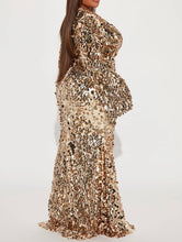 Load image into Gallery viewer, Sequin Gold Maxi Dress