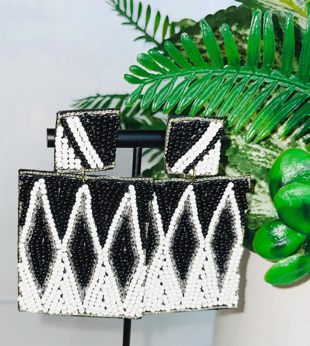 Fantastic Black Beaded Earrings